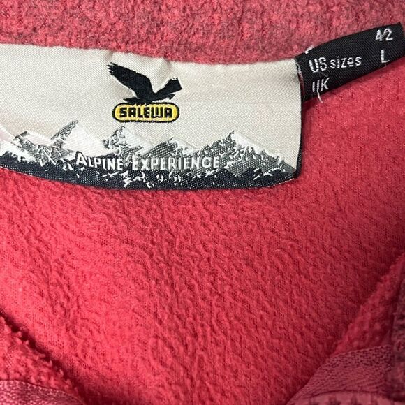 SALEWA Fleece Red Pink Full Zip Hiking Jacket Size L Made in Switzerland - Picture 9 of 16